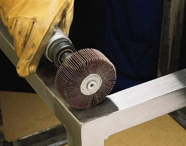 Standard Abrasives - 1" Diam x 1" Face Width, Fine Aluminum Oxide Coated Mounted Flap Wheel - 1/4" Shank Mount, 120 Grit, 30,000 Max RPM