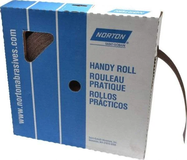 Norton - 1-1/2" x 50 Yd 50 Grit Aluminum Oxide Cloth Roll - Coarse Grade, J Weighted Backing