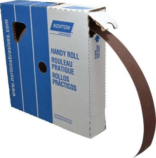 Norton - 1-1/2" x 50 Yd 120 Grit Aluminum Oxide Cloth Roll - Fine Grade, J Weighted Backing