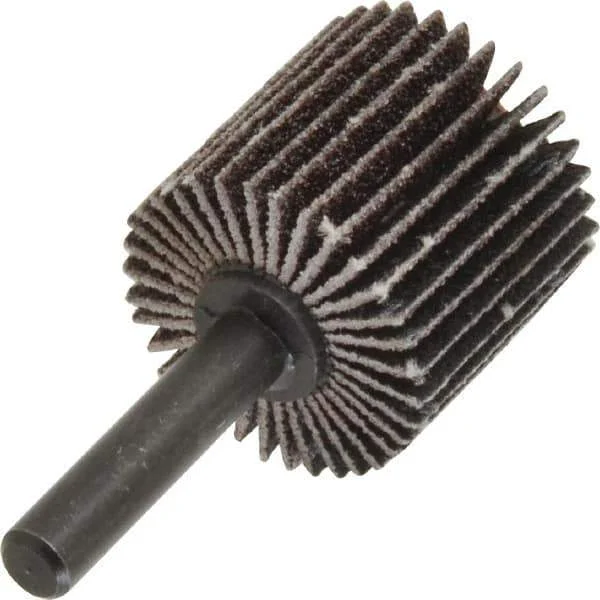 Standard Abrasives - 1" Diam x 1" Face Width, Medium Aluminum Oxide Coated Mounted Flap Wheel - 1/4" Shank Mount, 80 Grit, X Weighted Backing, 30,000 Max RPM