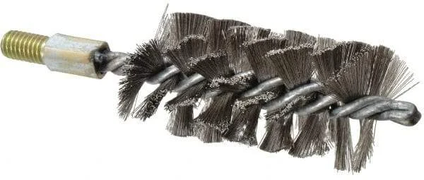 Value Collection - 2" Diam Helical Stainless Steel Tube Brush - Single Spiral, 0.012" Filament Diam, 4" Brush Length, 7" OAL, 1/2-12 Male Shank