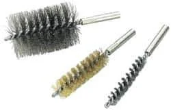 Value Collection - 2-1/2" Diam Helical Steel Tube Brush - Single Spiral, 0.012" Filament Diam, 4" Brush Length, 7" OAL, 1/2-12 Male Shank