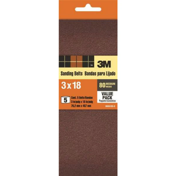 3M 99261NA Heavy Duty Resin Bond Power Sanding Belt, 3" x 18", 80 Grit