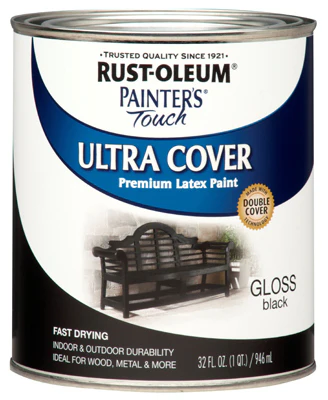Rust-Oleum Painter's Touch Ultra Cover Latex Paint, 1 Qt, Gloss Blac