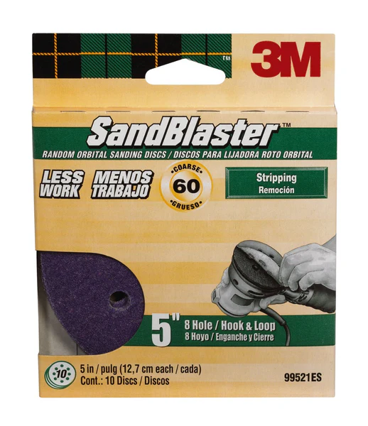 3M 99521ES SandBlaster Sanding Discs, 5" x 8-Hole, Coarse 60 Grit, 10-