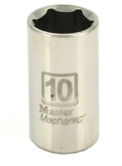 Master Mechanic 213162 6-Point Shallow Socket, 1/4" Drive, 10 mm, Stee