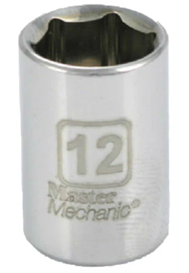Master Mechanic 213212 6-Point Shallow Socket, 1/4" Drive, 12 mm, Stee