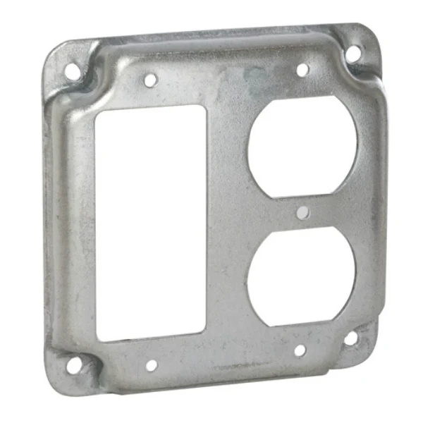 RACO 915C Square Exposed Work 1-GFCI and 1-Duplex Receptacle , 4"