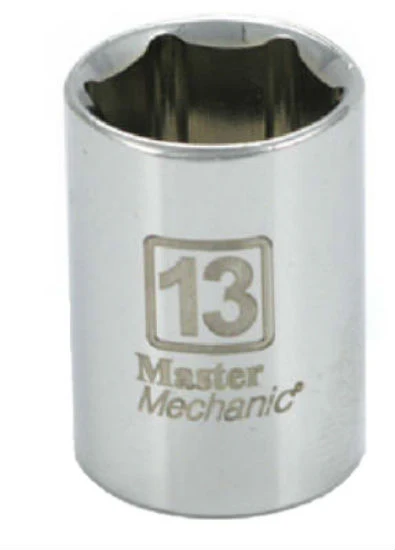 Master Mechanic 213234 6-Point Shallow Socket, 1/4" Drive, 13 mm, Stee