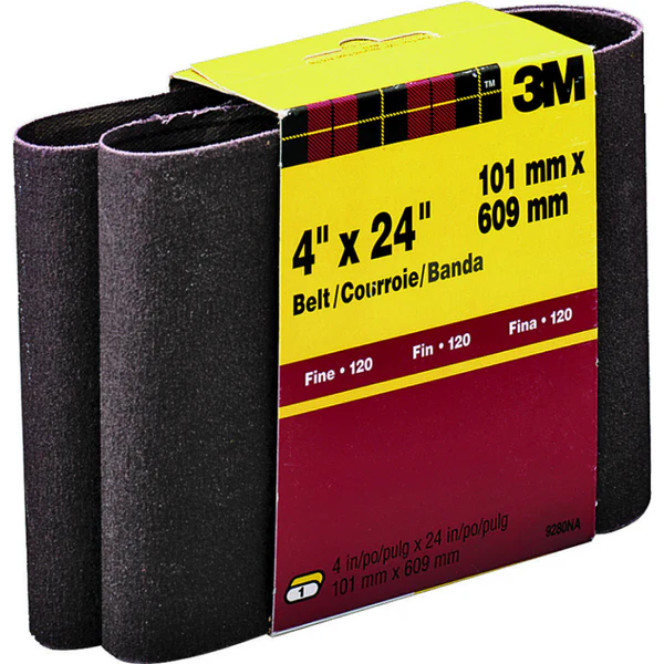 3M 9280 Heavy Duty Resin Bond Power Sanding Belt, 4" x 24", Fine 120 G