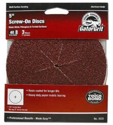 Gator 3033 Bolt-On Sanding Disc, 40 Grit, 5" x 1/4"