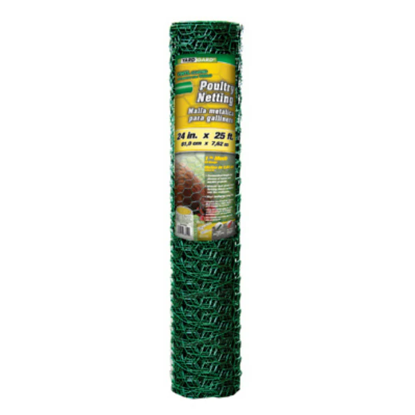 YardGard 308452B Green PVC Coated Poultry Netting, 20-Gauge, 1" Mesh,