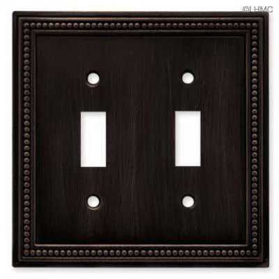 Brainerd 64409 Beaded Double Switch Wall Plate, Venetian Bronze