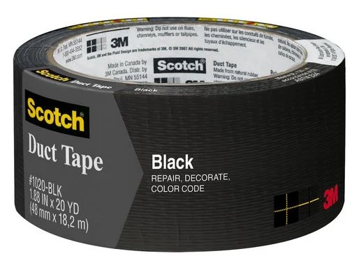 Scotch 1020-BLK-A Multi-Purpose Duct Tape, 1.88" x 20 Yard, Black