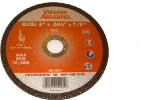 Virginia Abrasives 424-59003 Metal Ultra Thin Cutting Wheel, 6" x 0.04