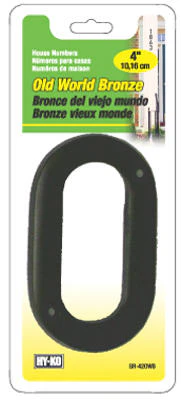 Hy-Ko BR-42OWB/0 Old World Prestige Series Metal House Number 0, Bronz