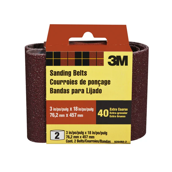 3M 9284-2 Heavy Duty Resin Bond Power Sanding Belt, 3" x 18", 40 Grit,