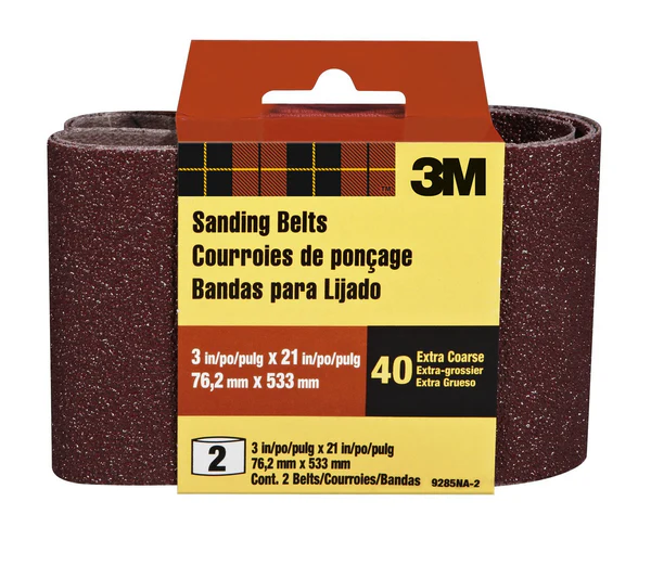 3M 9285-2 Heavy Duty Resin Bond Power Sanding Belt, 3" x 21", 40 Grit,