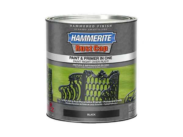 Hammerite 43140 Rust Cap Hammered Enamel Paint/Primer, Black Brush G
