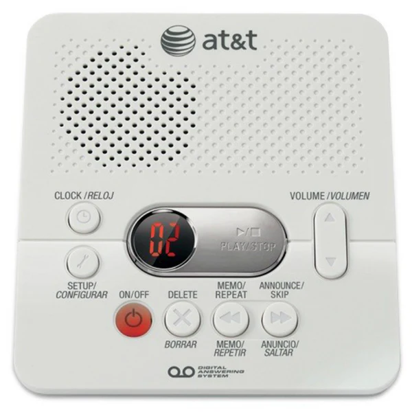 AT&T 1740 Digital Answering System with Time/Day Stamp, White