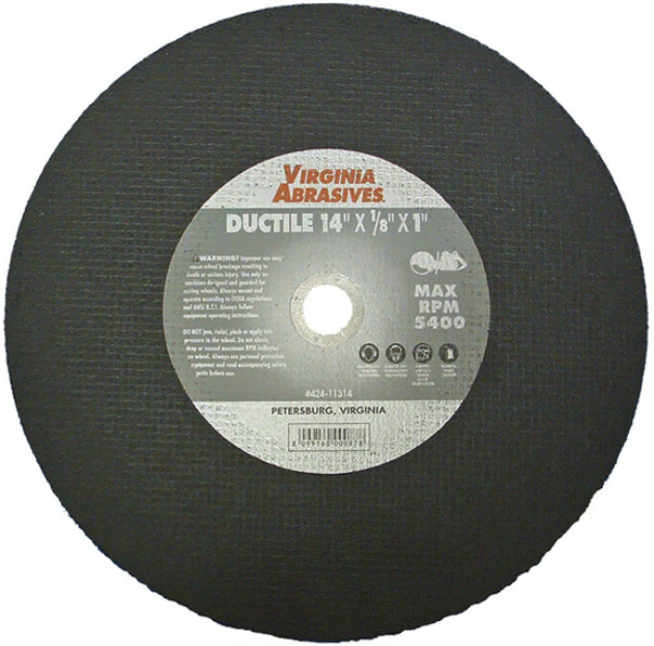 Virginia Abrasives™ 424-10914 Ductile Iron Bonded Cutoff Wheel, 14"x1/