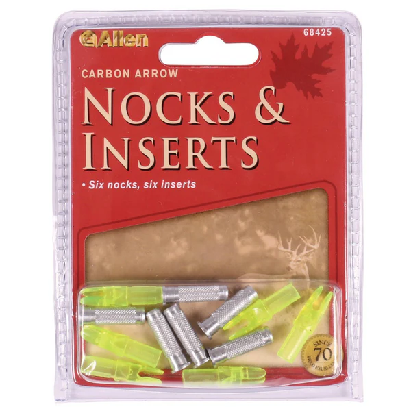 Allen™ 68425 Carbon Arrow Nocks & Inserts, 6 nocks, 0.245" ID