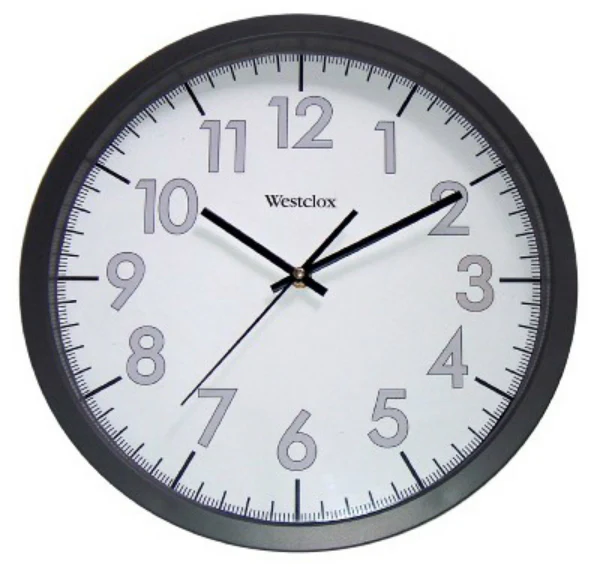 Westclox 32067 Round Office Commercial Wall Clock, Black Case, 14"