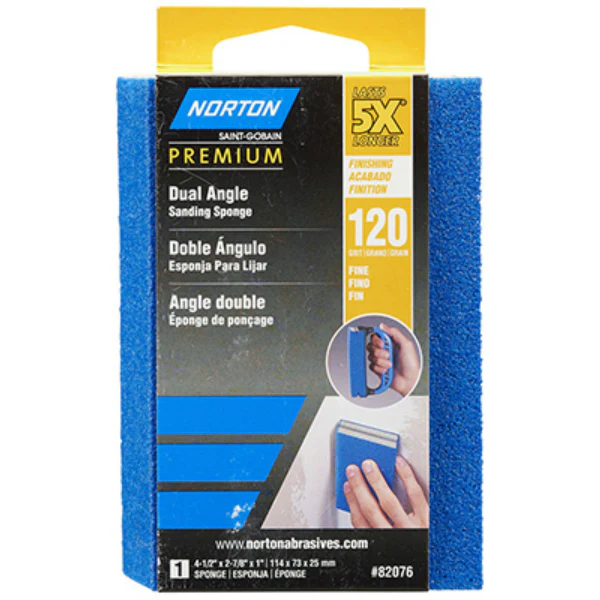 Norton 07660782076 Dual Angle Area Sanding Sponge, 5X, 120 Grit
