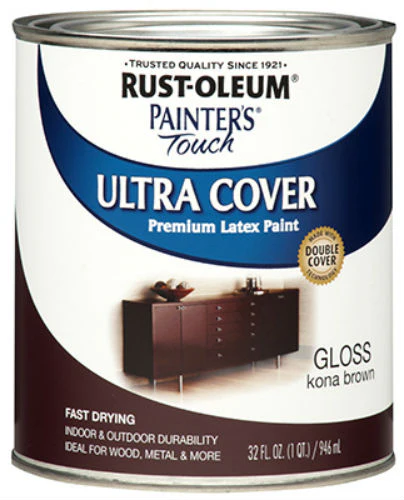 Rust-Oleum 1977-502 Painter’s Touch Gloss Latex Paint, 1 Qt, Kona Br