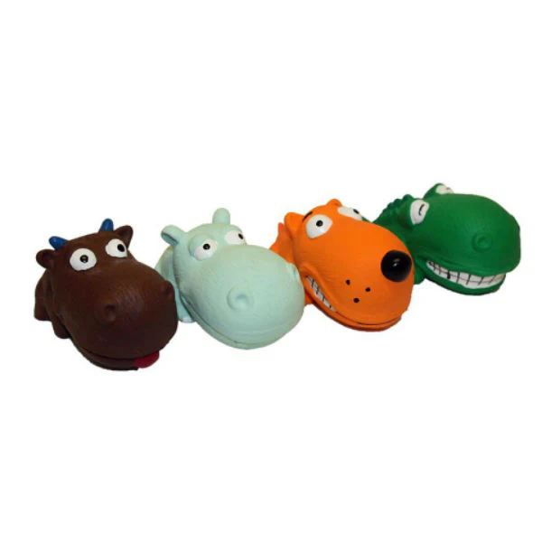 Multipet 61094 Squeaky Mini Latex Animal Oversized Head Dog Toy, Assor