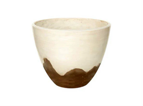 Allen Group WF01772 Drip White Glaze Decorative Planter, Cream & Brown