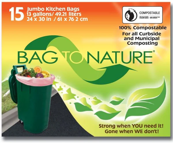 Bag-To-Nature MBP24205 Jumbo Kitchen Compost Bags, 13-Gallon, 24"x30"