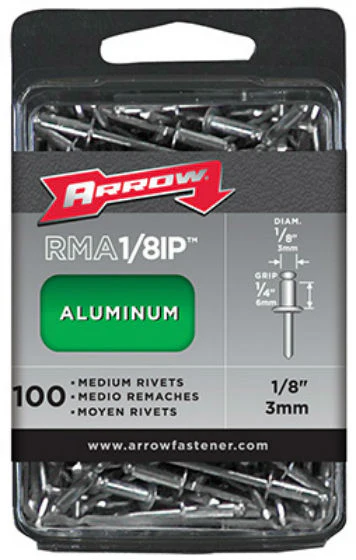 Arrow Fastener RMA1/8IP Medium Aluminum Rivet Industrial Pack, 100 Cou