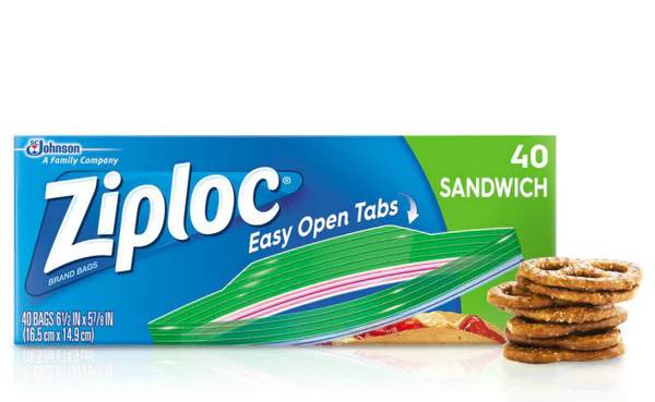 Ziploc 71139 Sandwich Bags with Easy Open Tabs, 40-Count