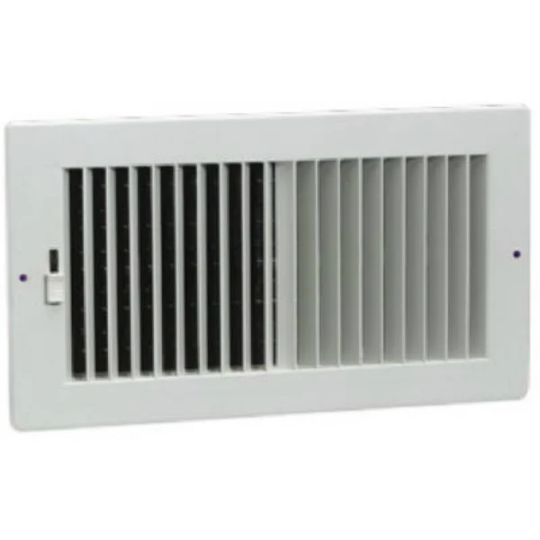 AmeriFlow 382W12X6 2-Way Sidewall Register, 1/2" Fin Spacing, White, 1