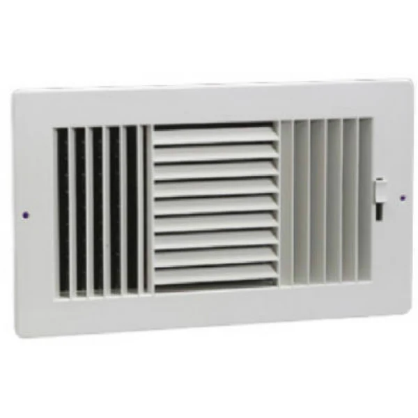 AmeriFlow 383W12X6 3-Way Sidewall Register, 1/2" Fin Spacing, White,