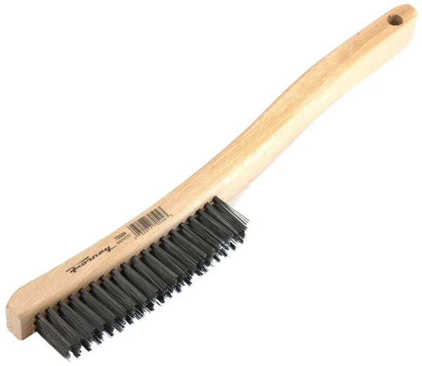 Forney 70504 Wire Scratch Brush with Curved Wood Handle, 13-3/4" x 0.0