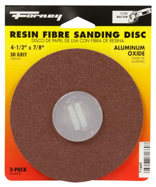 Forney 71669 Aluminum Oxide Resin Fibre Sanding Disc, 7/8", 50 Grit, 3