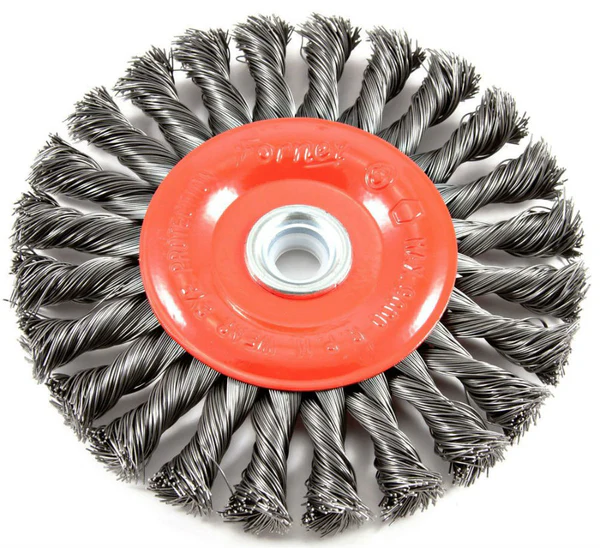Forney 72749 Twist Knot Wire Wheel Brush, 6" x 0.012" Wire, 1/2" - 5/8