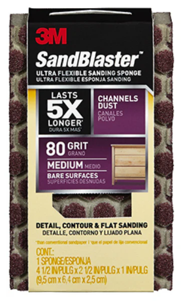 3M 20908-80-UFS Sandblaster Ultra Flexible Sanding Sponge, 4.5"x2.5",