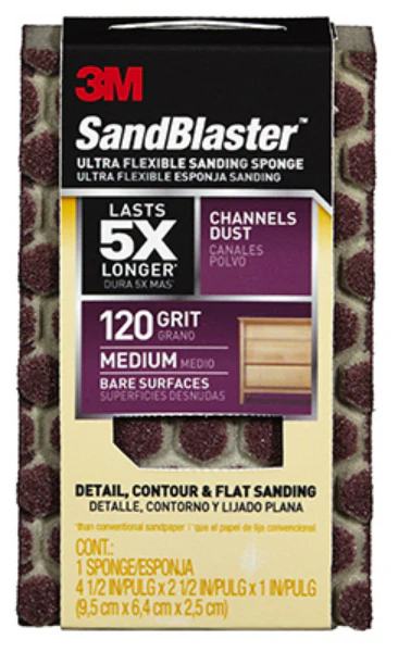 3M 20908-120-UFS Sandblaster Ultra Flexible Sanding Sponge, 4.5"x2.5",