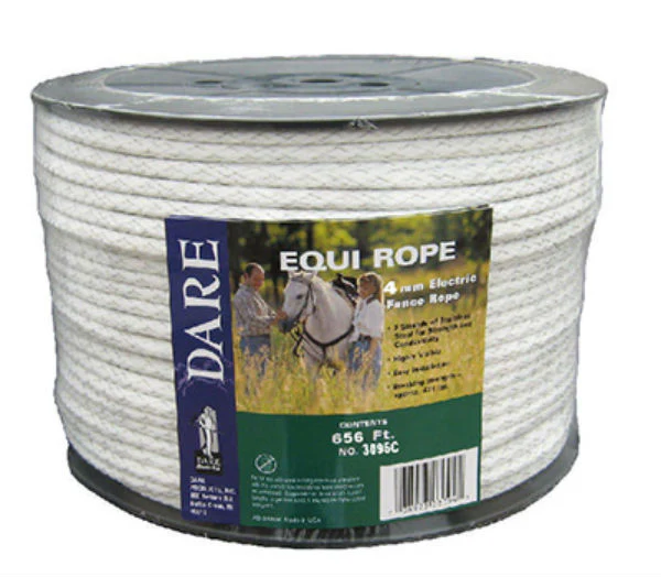 Dare 3095 Equip-Rope Poly-Braided Electric Fence Rope, White, 4 mm x 6