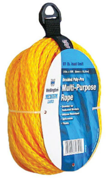 Wellington™ 34393 Hollow Braided Poly-Pro Multi-Purose Rope, Yellow, 1