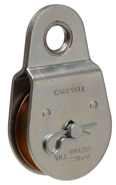Campbell T7550403 Single Sheave Rigid Eye Pulley, Steel, 550 Lb, 2-1/