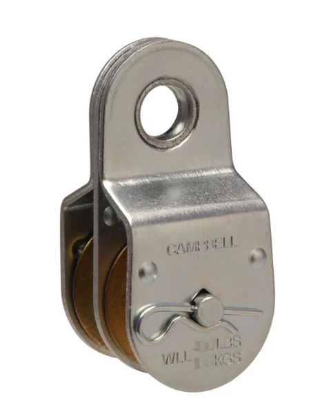 Campbell T7550421 Double Sheave Rigid Eye Pulley, Steel, 400 Lb, 1-1/