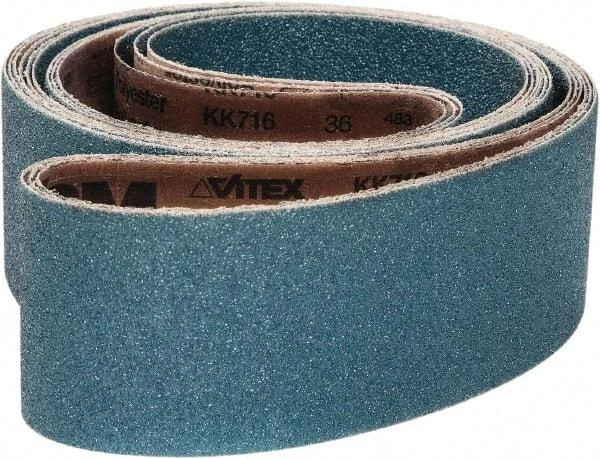 VSM - 2-1/2" Wide x 60" OAL, 24 Grit, Zirconia Alumina Abrasive Belt - Zirconia Alumina, Coarse, Coated, X Weighted Cloth Backing, Wet/Dry, Series ZK713X