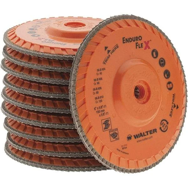 Value Collection - 120 Grit, 6" Disc Diam, 5/8-11 Center Hole, Type 29 Zirconia Alumina Flap Disc - 10,200 Max RPM, Arbor Attaching System, Coated