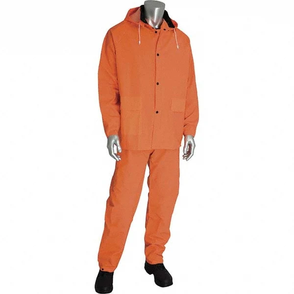 Suit with Pants: Size 4XL, High-Visibility Orange, Polyester & PVC