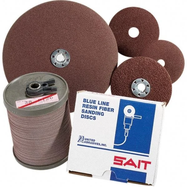 Sait - 9-1/8" Diam 7/8" Hole 50 Grit Fiber Disc - Coarse Grade, Aluminum Oxide, 6,500 Max RPM, Series 2A