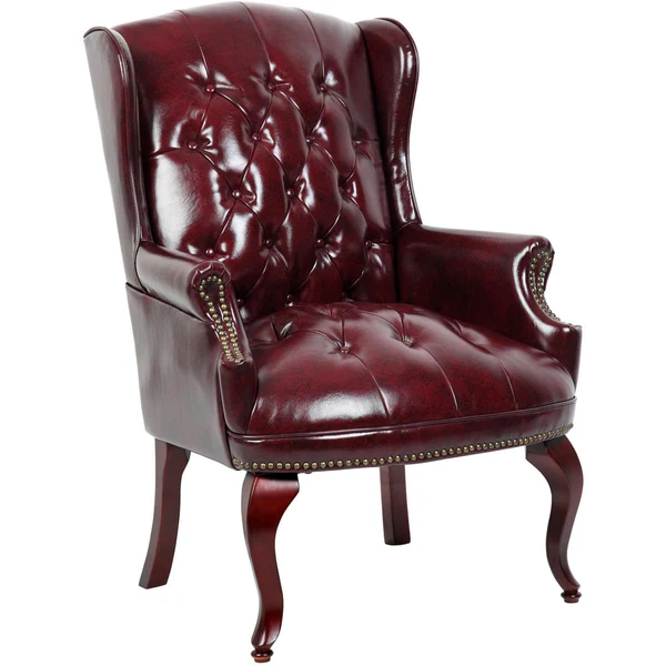 Task Chair:Vinyl,Adjustable Height,Oxblood
